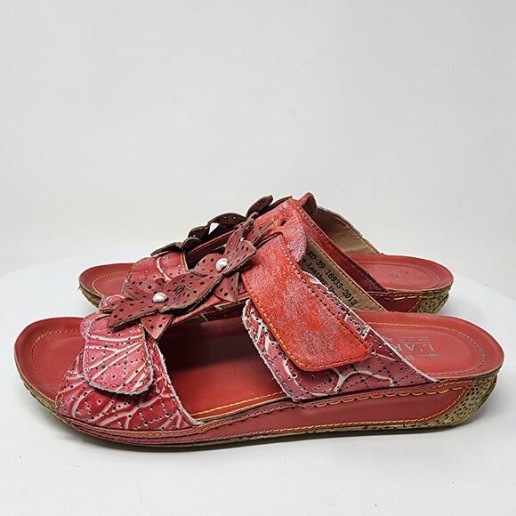 L'Artiste by Spring Step Karina Slide Sandals Women EU39/US8.5 Rouge Red Floral - Picture 5 of 12